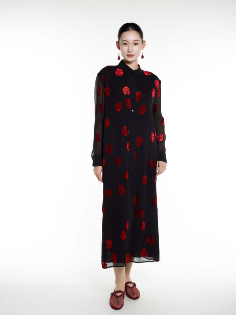 Silk Rose Burnout Midi Dress