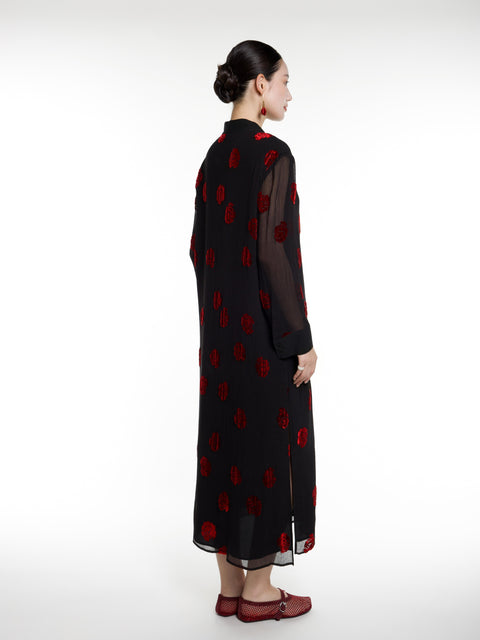 Silk Rose Burnout Midi Dress