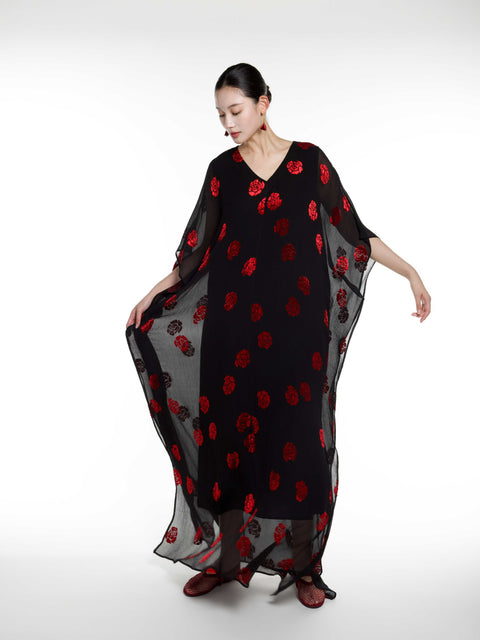 Silk Rose Burnout Maxi Caften