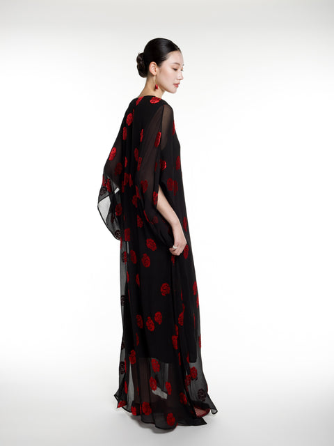 Silk Rose Burnout Maxi Caften