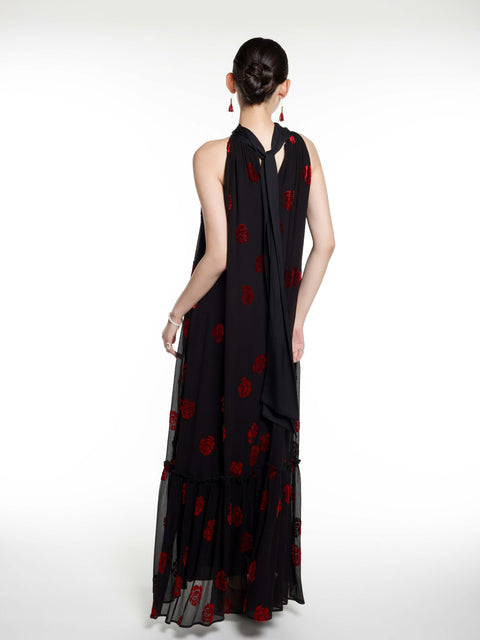 Silk Rose Burnout Sleeveless Maxi Dress