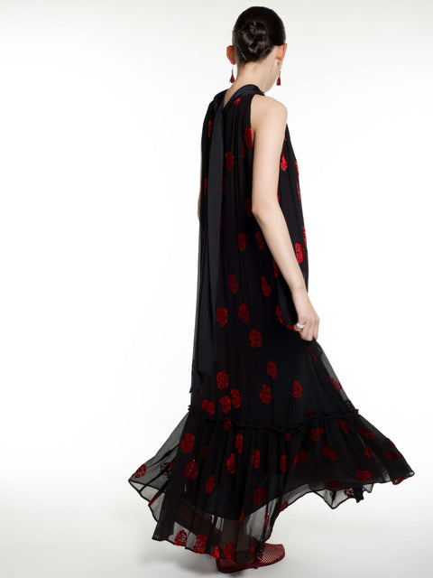 Silk Rose Burnout Sleeveless Maxi Dress