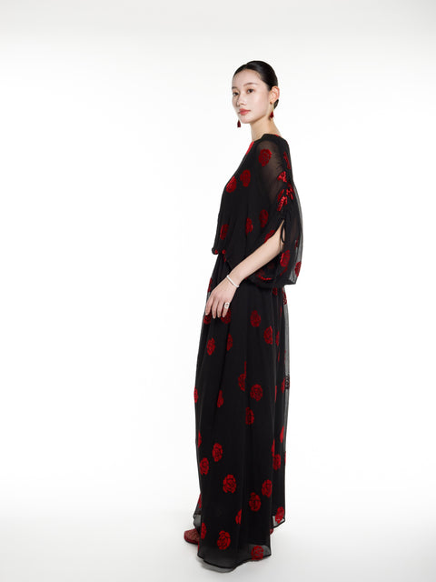 Silk Rose Burnout Top