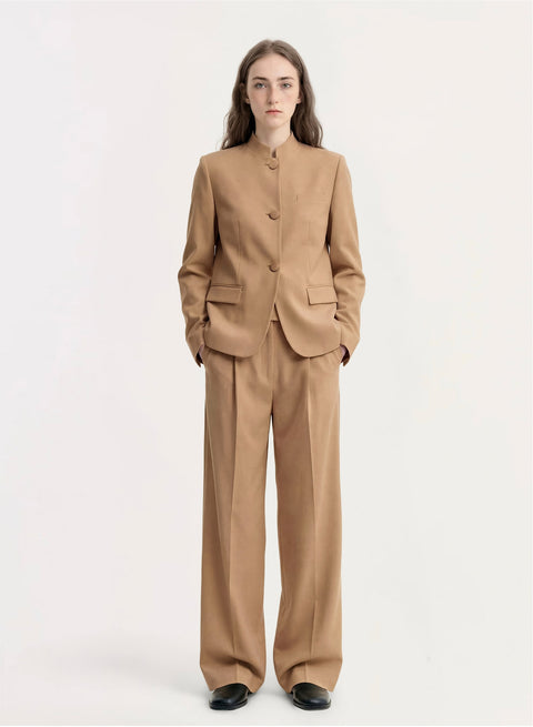Minimalist Stand Collar Jacket with Frog Buttons