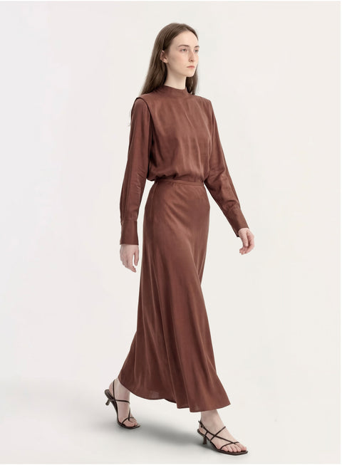 Solid Color Relaxed Stand-Collar Top