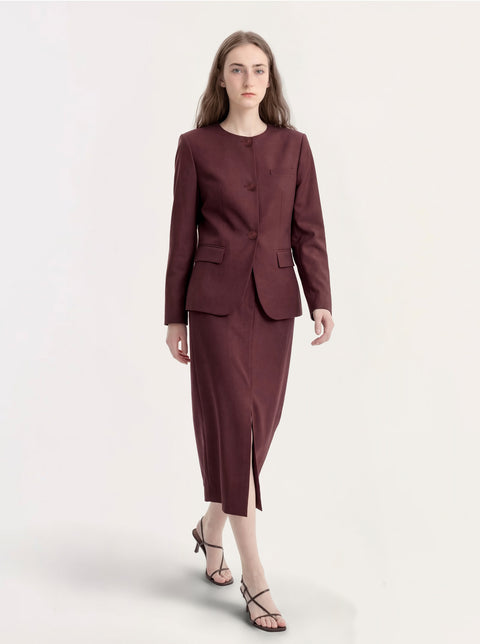 Round Neck Suit Jacket with Frog Buttons