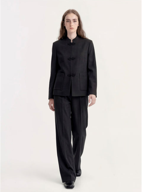 Handmade Frog Button Stand Collar Suit Jacket