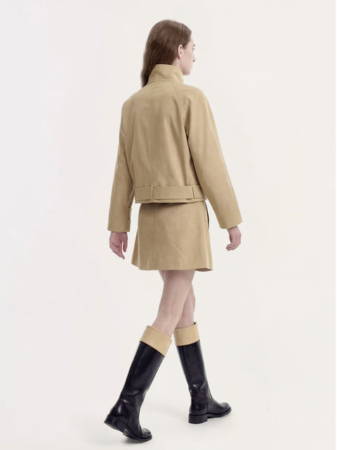 Short Stand-Collar Trench Coat