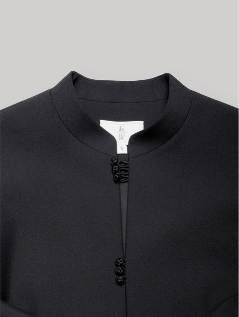 Long-Sleeve Cropped Jacket with Frog Buttons