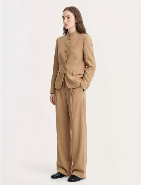 Minimalist Stand Collar Jacket with Frog Buttons
