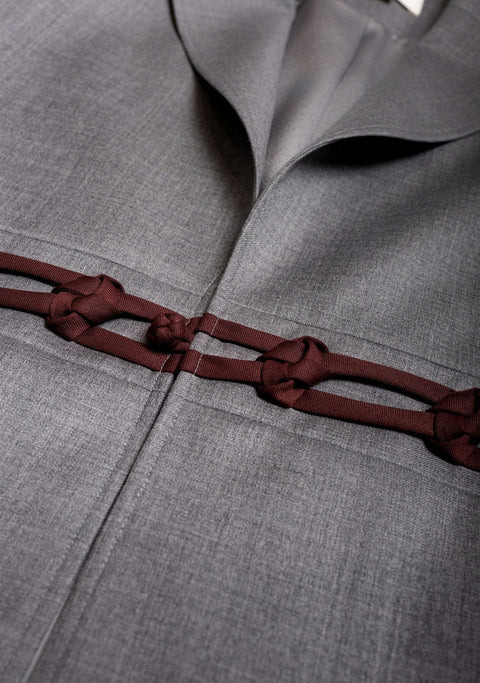Belted Blazer with Frog Knots