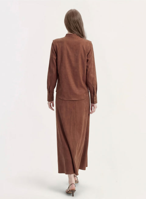 Solid Color Relaxed Stand-Collar Top