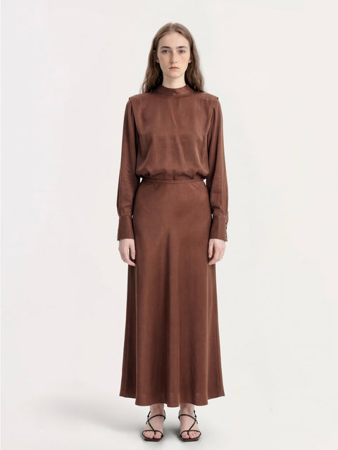 Solid Color Relaxed Stand-Collar Top