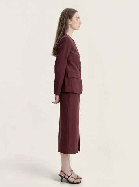 Round Neck Suit Jacket with Frog Buttons