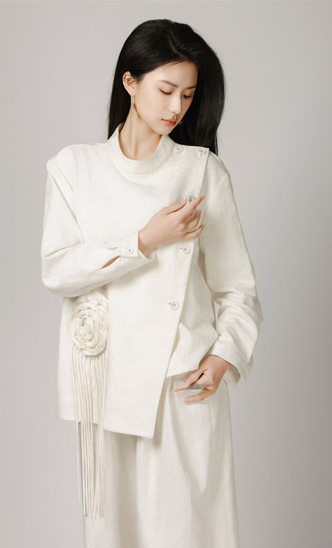 Asymmetric 3D floral jacket